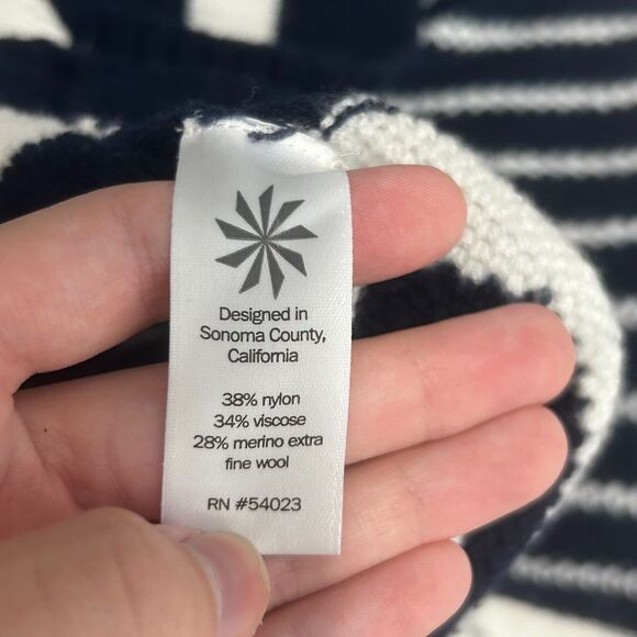 Athleta Kennewick Breton Oversized Stripe Sweater Navy Blue/White Women's Medium - Picture 12 of 13